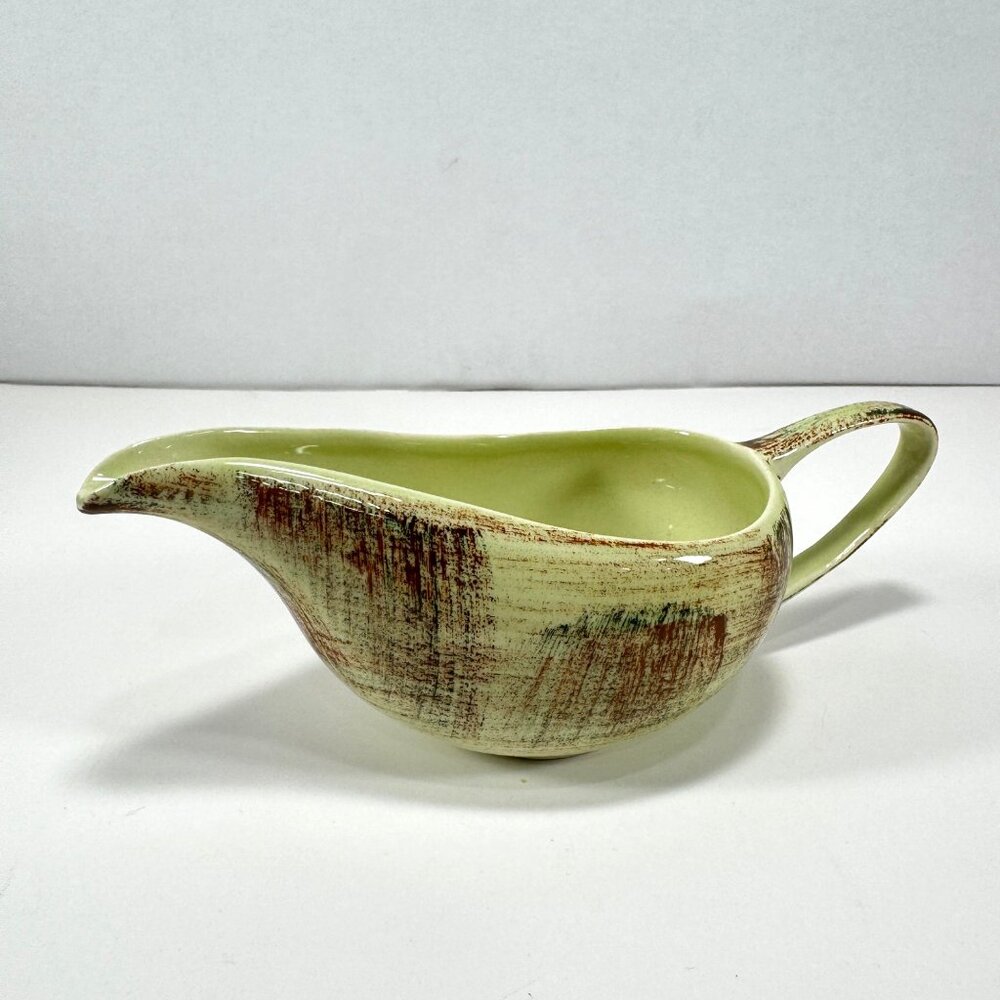Vintage Vernon Ware Raffia Creamer Green Brown Mid Century MCM